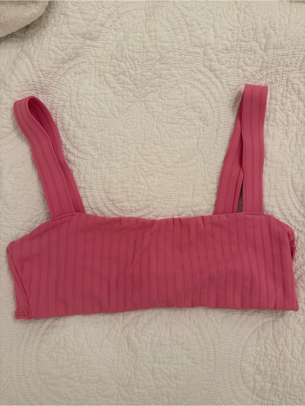 Women's Ribbed Pink Bikini Top